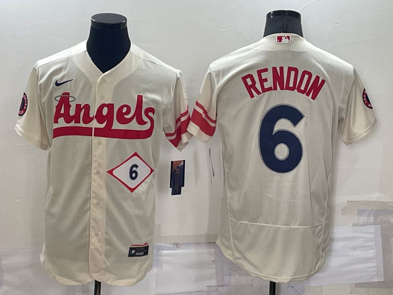 Men Los Angeles Angels #6 Rendon Cream City Edition Elite Nike 2022 MLB Jerseys